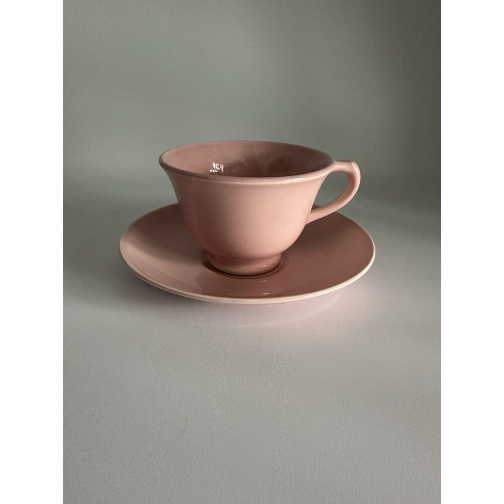Vintage T.S.& T. Lu-Ray Pastels Pottery Pink Demitasse Cup & Saucer Set
